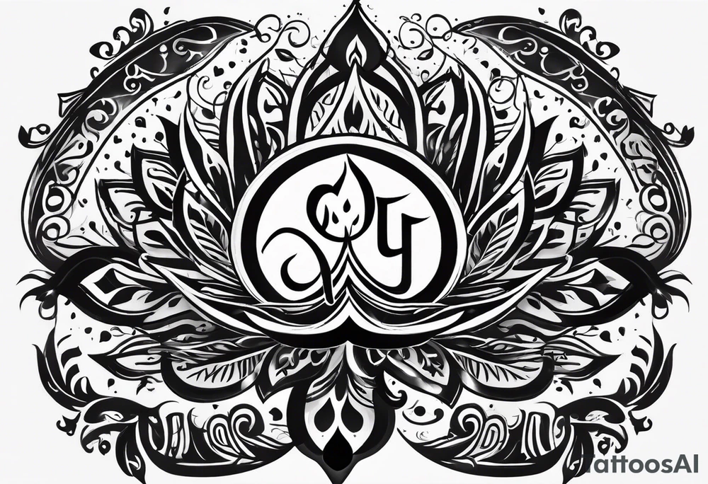 Tattoo ਨਿਰਭਉ ਨਿਰਵੈਰ written in Gurmukhi written text. Add fire and heart to symbolize strength and love tattoo idea