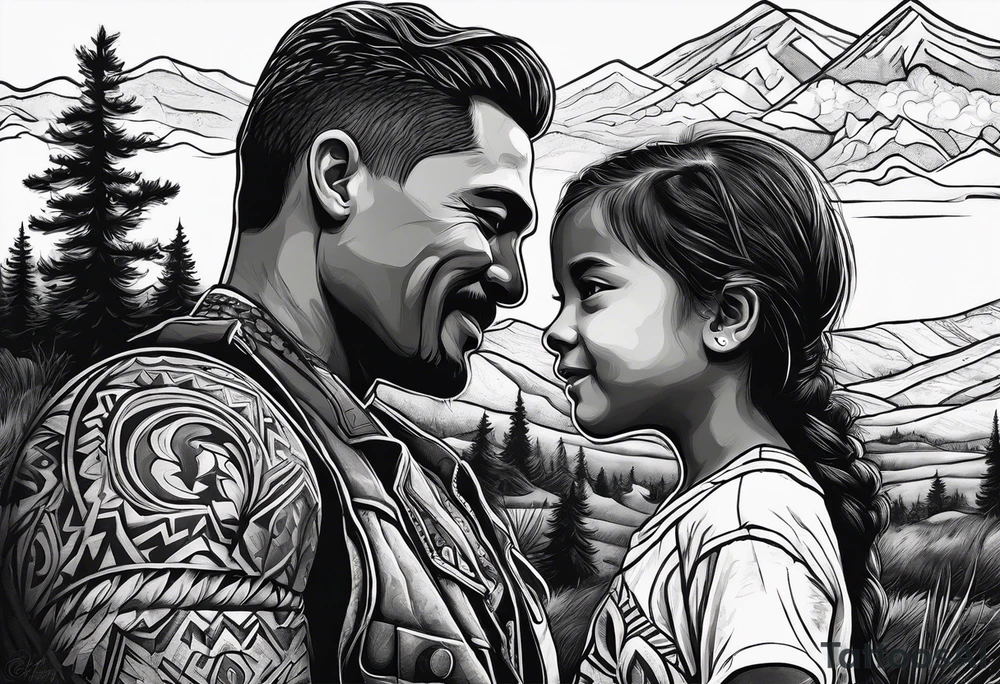Pacific Northwest landscape, father son and daughter shadow
. Mexican American inspiration tattoo idea