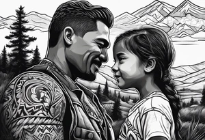 Pacific Northwest landscape, father son and daughter shadow
. Mexican American inspiration tattoo idea
