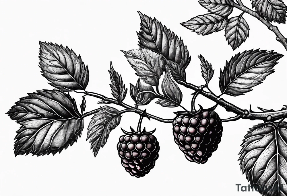 a single long raspberry branch that is growing downwards and skinny in width tattoo idea a single long raspberry branch that is growing downwards and skinny in width tattoo idea