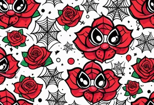 Spider bubbles roses stars tattoo idea