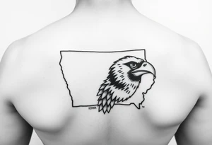 The state of Iowa and herkey the Hawkeye tattoo idea