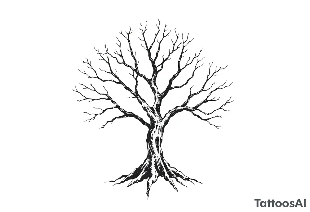 minimalist tree tattoo with 6 branches tattoo idea