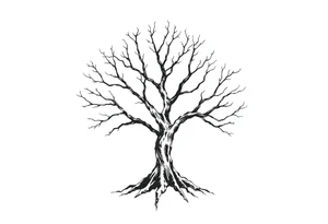 minimalist tree tattoo with 6 branches tattoo idea
