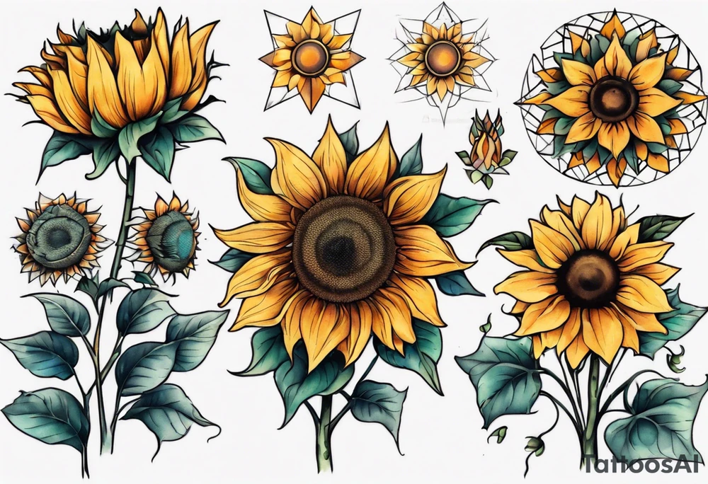 Seven sunflowers tattoo idea