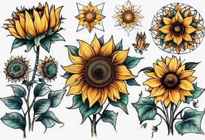 Seven sunflowers tattoo idea
