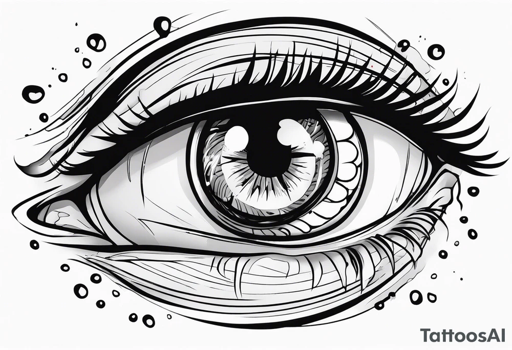 Realistic eye crying tears of tragedy death and betrayal tattoo idea