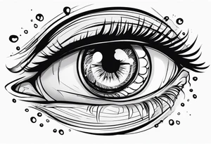 Realistic eye crying tears of tragedy death and betrayal tattoo idea