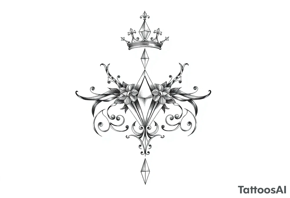 Pubic crown diamond vagina and anus tattoo idea