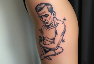 pathetic beta male with disgusting saggy body and limp dick on his knees offering money tattoo idea