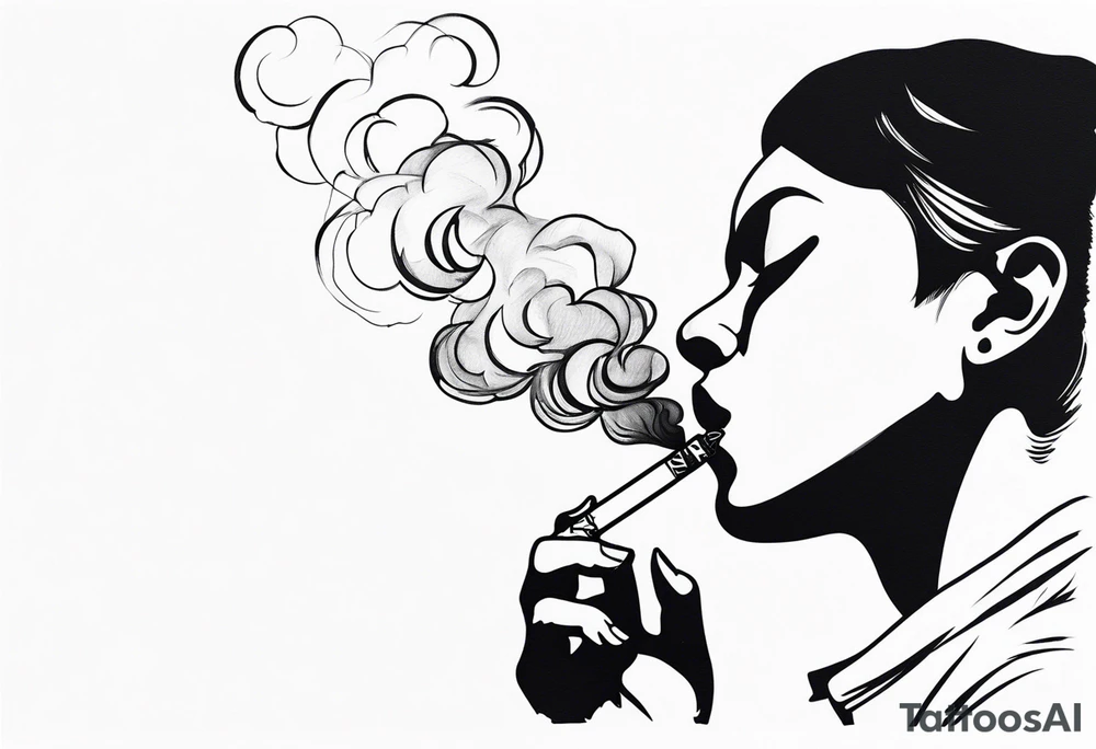 Draw me black smoke coming out of a cigarette tattoo idea