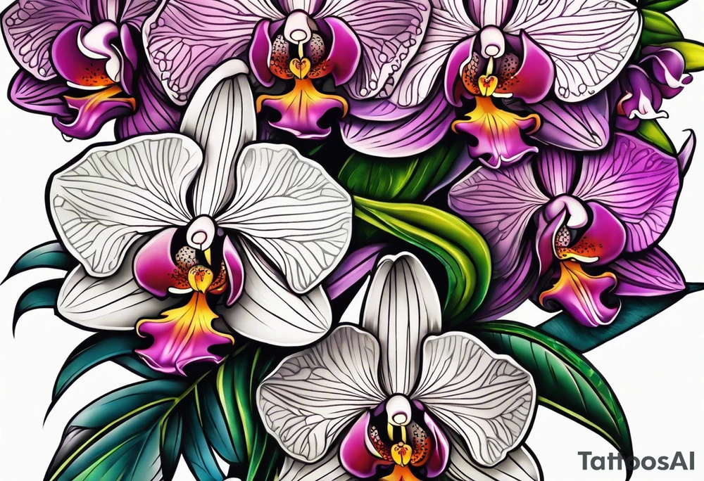 Hippie orchid tattoo idea