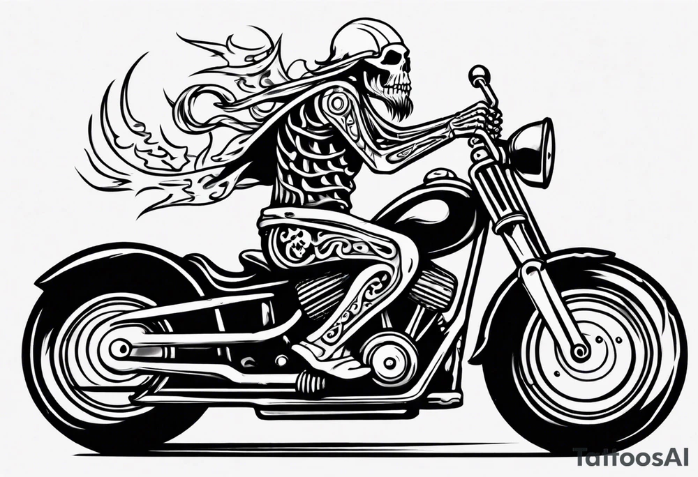 A viking skeleton riding a motorcycle with flames tattoo idea A viking skeleton riding a motorcycle with flames tattoo idea