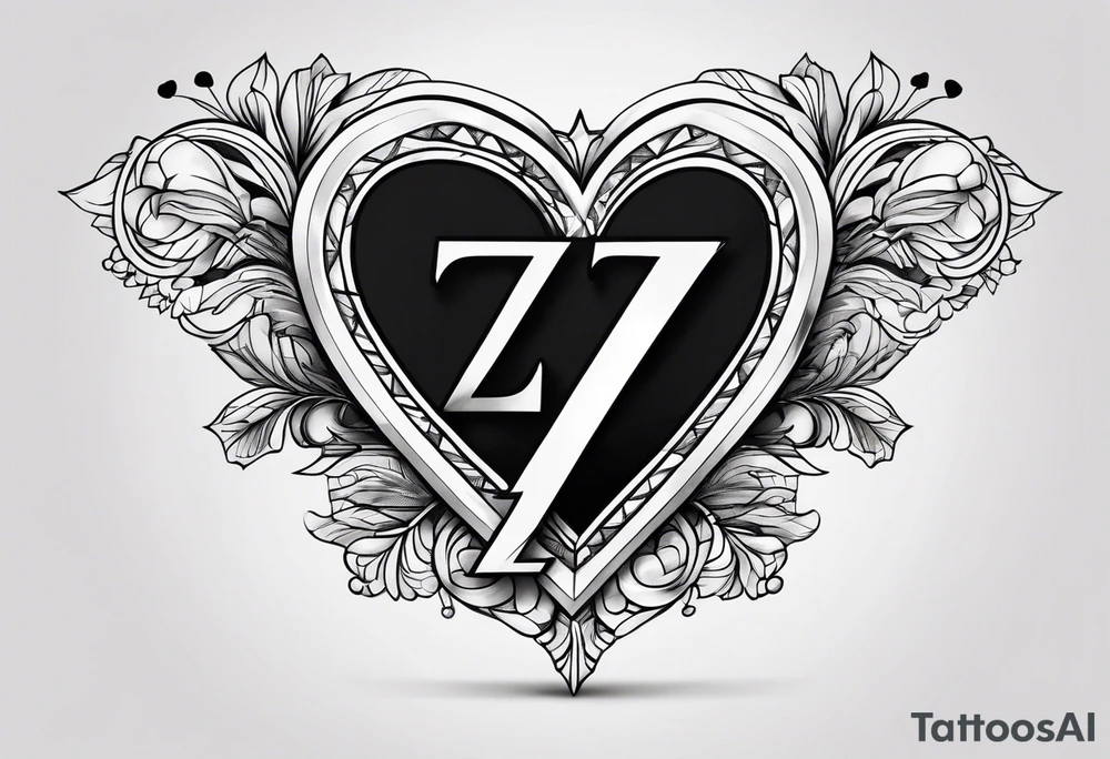 Letter Z incorporated with a heart tattoo idea