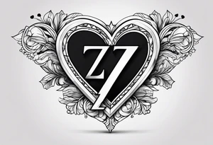Letter Z incorporated with a heart tattoo idea