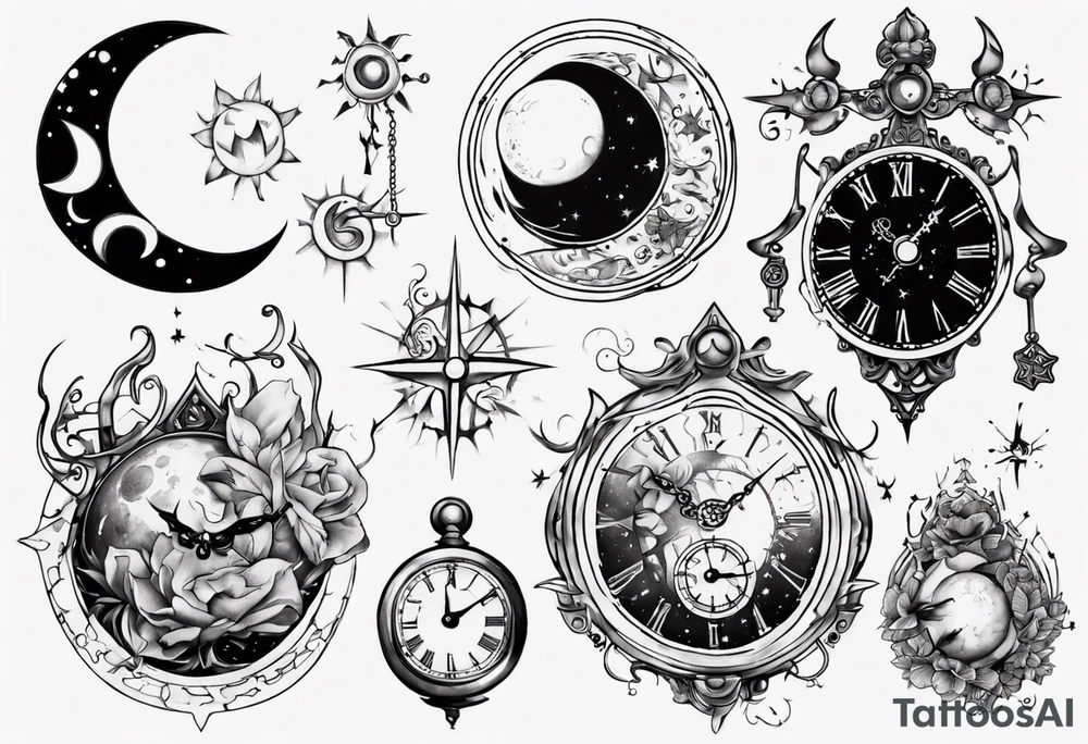 Moon clock tattoo idea