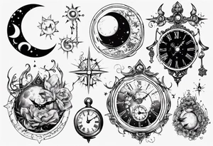 Moon clock tattoo idea