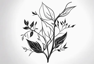 A rugged stem wrapping around with short amount of vines tattoo idea