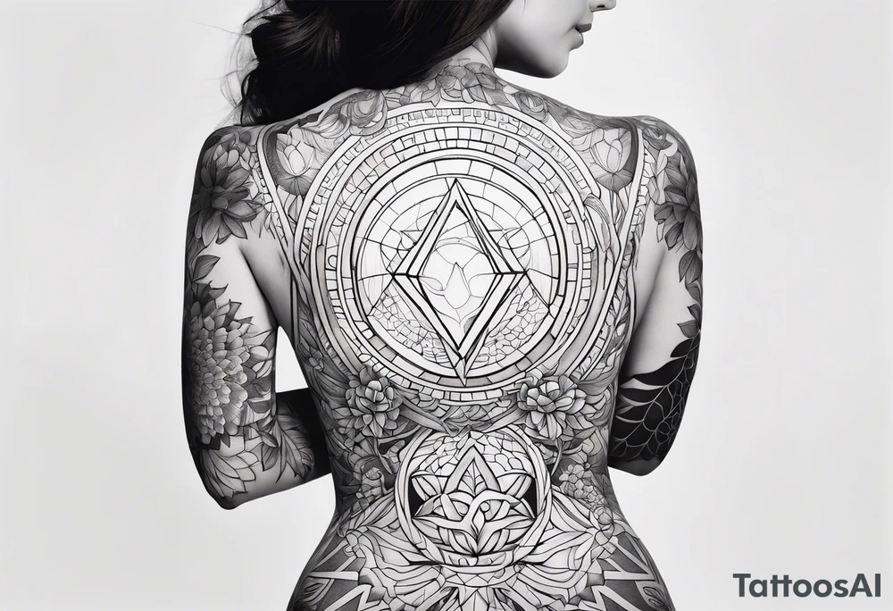 Woman , hands above her head, holding womb of creation tattoo idea