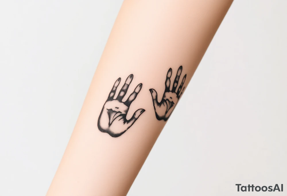 A set of black and white handprints tattoo idea