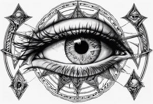 Eye with two irises from the band Tool, inside a heptagram tattoo idea