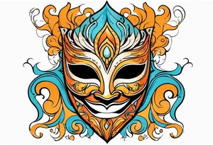 Male masquerade mask with orange smoke tattoo idea