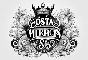 Costa in big bubble letters with a crown on top them tattoo idea