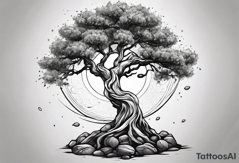 a cosmic  olive tree tattoo idea
