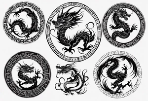 Chinese dragon in a circular shape with "02.03" written on its skin tattoo idea