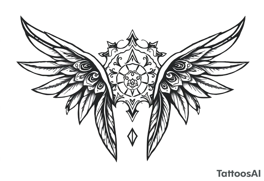 spiritual feathers indian mandala shaman rune tattoo idea