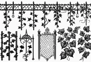 chain link fence with pointy ivy vines tattoo idea