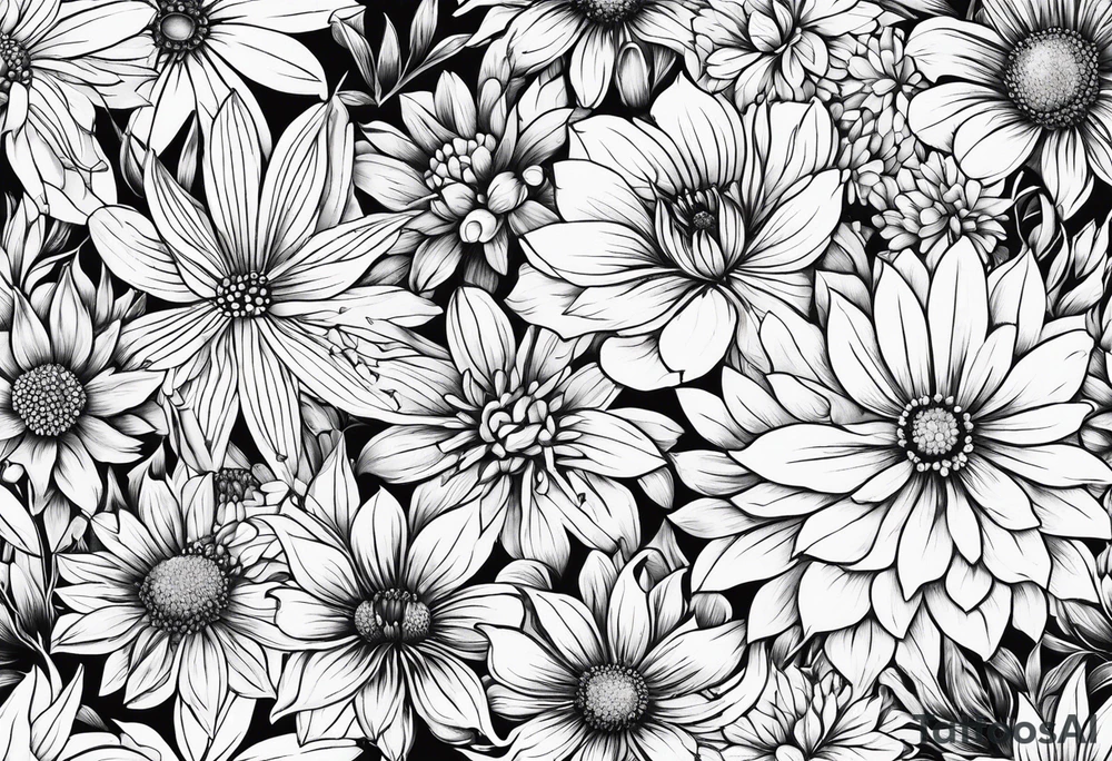 Wildflowers, smaller, vertical tattoo idea