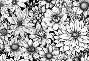 Wildflowers, smaller, vertical tattoo idea
