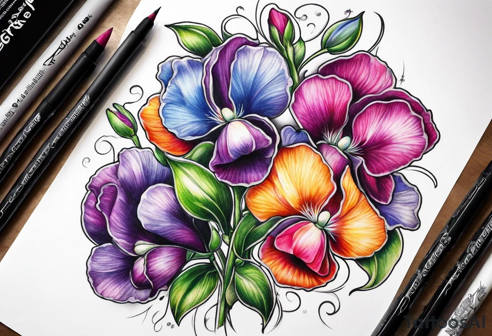 sweet peas design tattoo idea