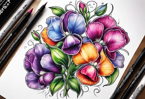 sweet peas design tattoo idea