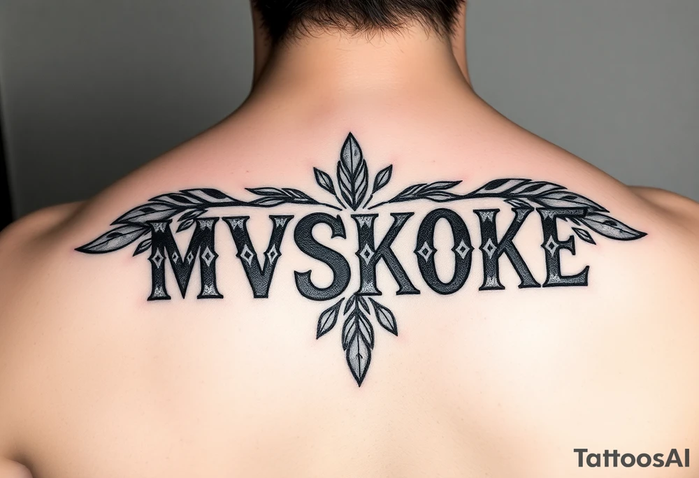 “MVSKOKE” shaded with Native American pattern tattoo idea