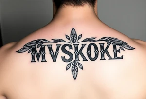 “MVSKOKE” shaded with Native American pattern tattoo idea