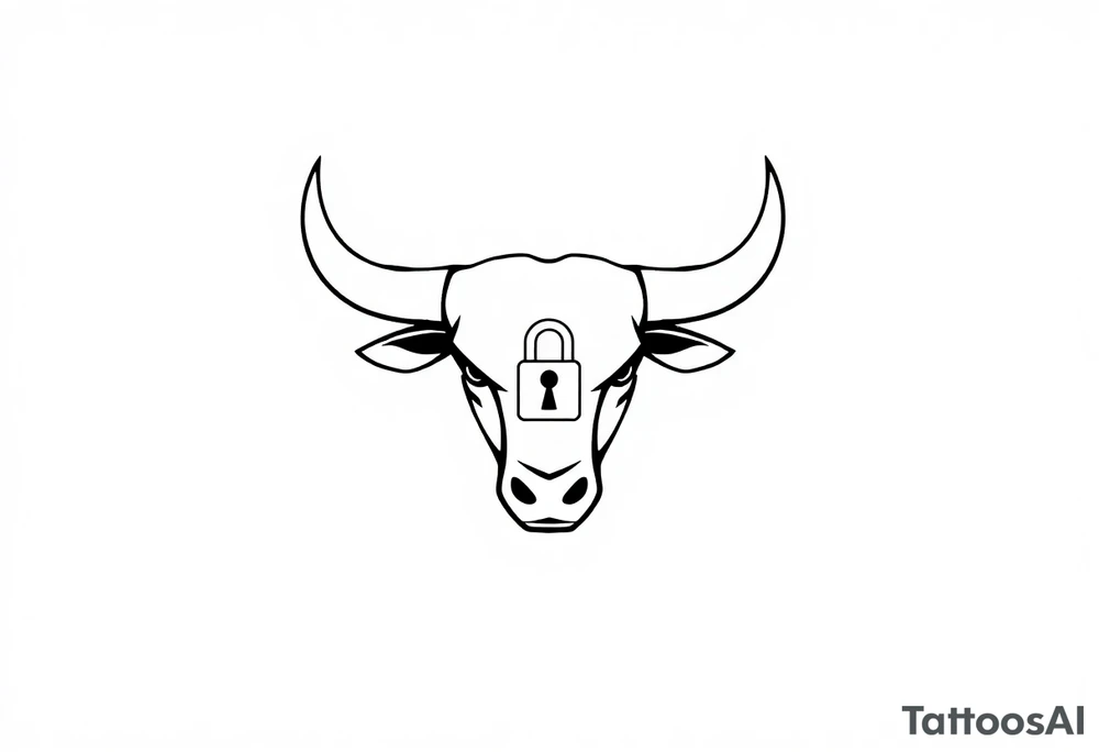 Bull symbol with lock symbol tattoo idea