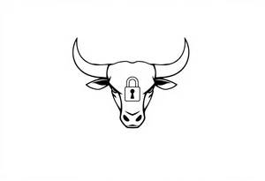 Bull symbol with lock symbol tattoo idea