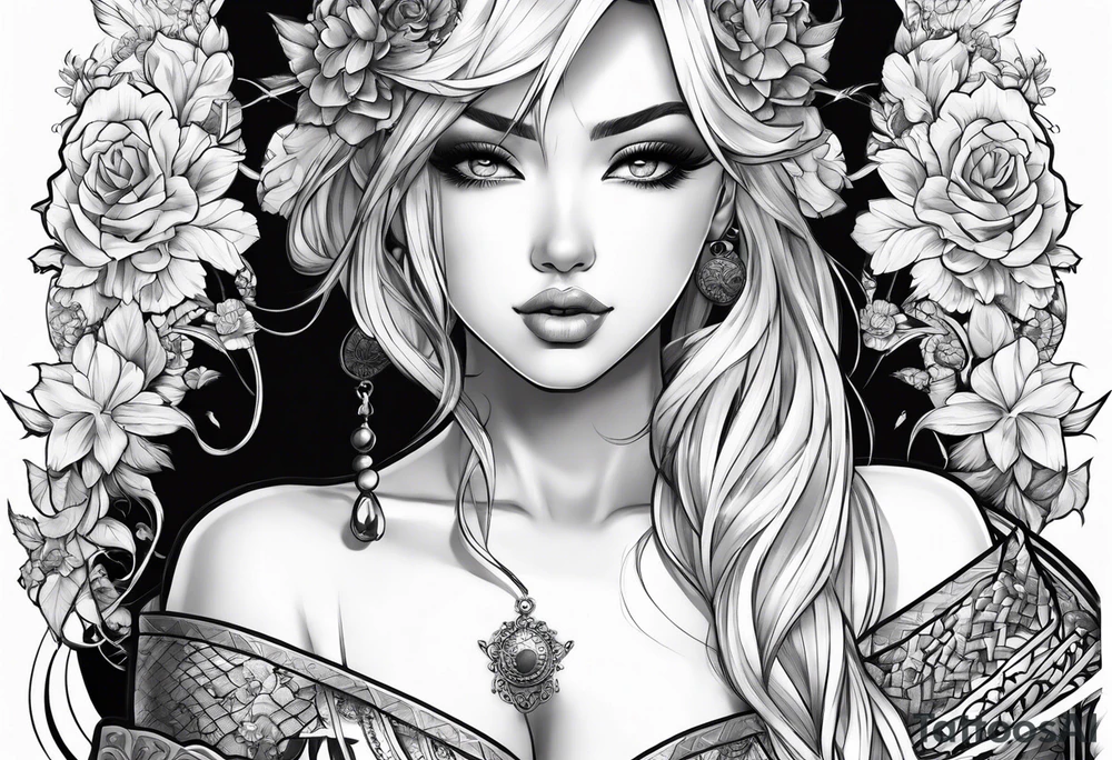 hot anime pinup tattoo idea