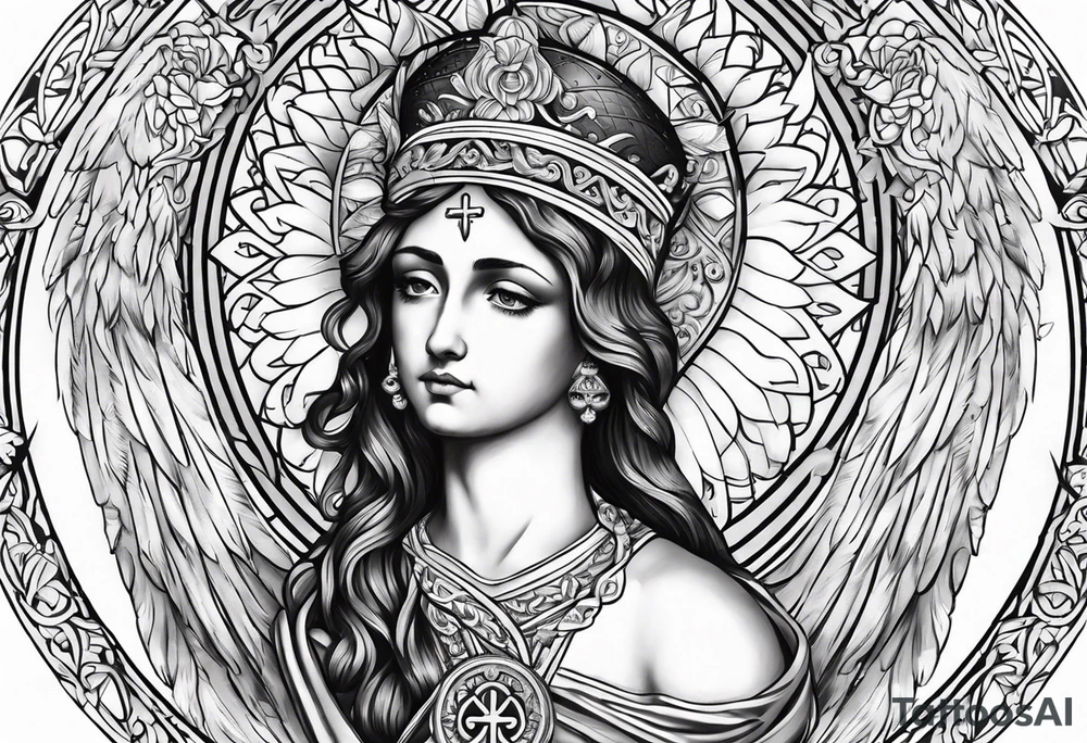 orthodox  CROS WITH ANGEL tattoo idea