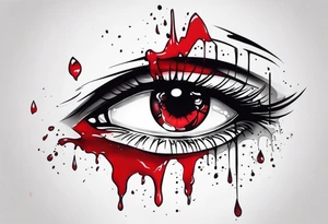 Bleeding tear flows to down from eye sleeve tattoo design tattoo idea