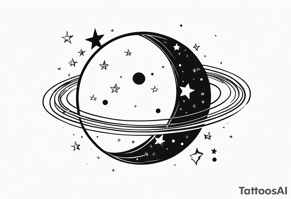 Planet with stars tattoo idea
