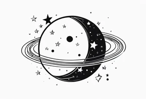 Planet with stars tattoo idea
