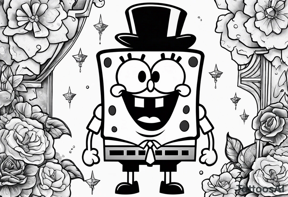 SpongeBob hanging with stone cold tattoo idea