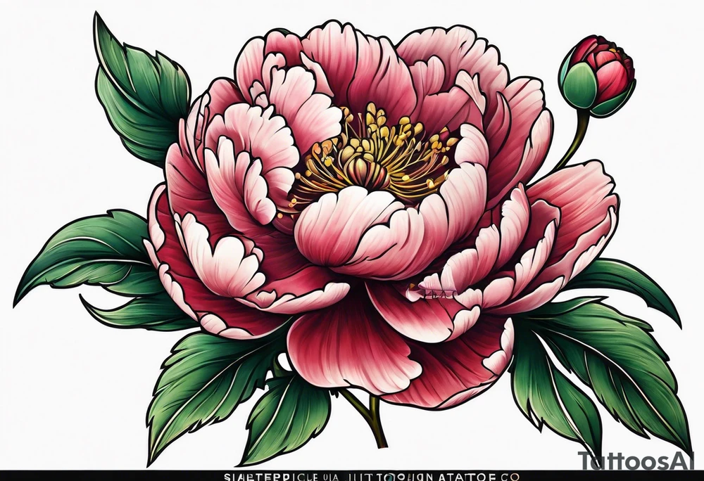 Small peony stem tattoo idea
