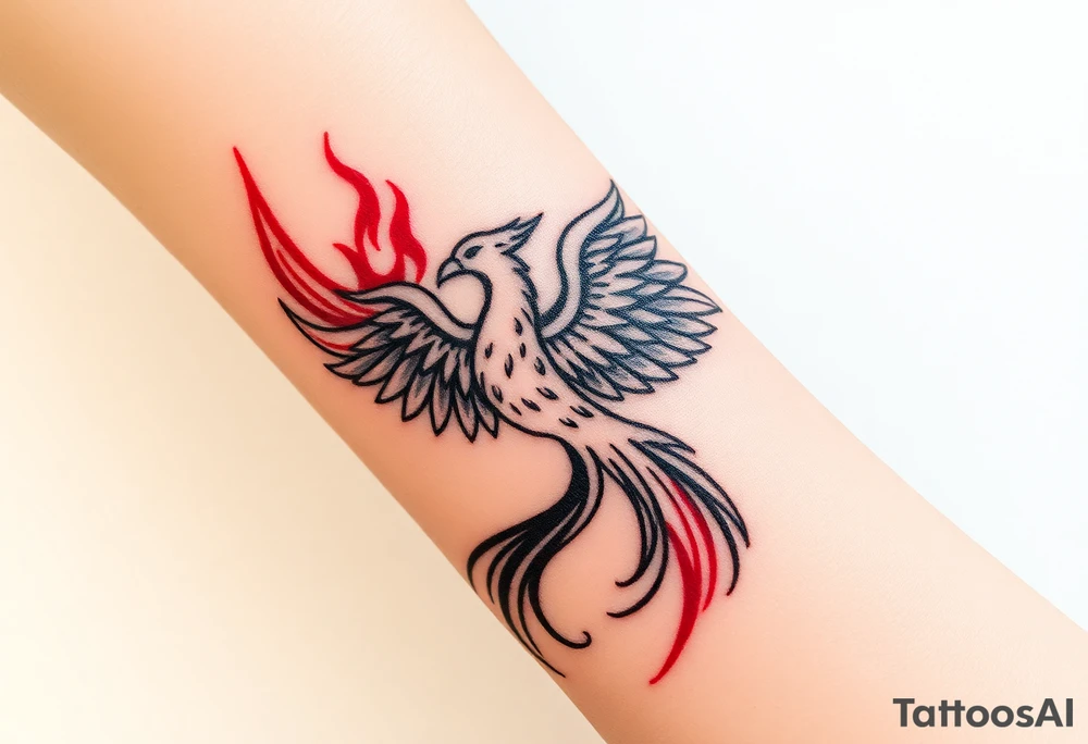 A flame morphing into a phoenix, symbolizing rebirth, courage, and the Dauntless way of life tattoo idea