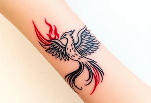 A flame morphing into a phoenix, symbolizing rebirth, courage, and the Dauntless way of life tattoo idea