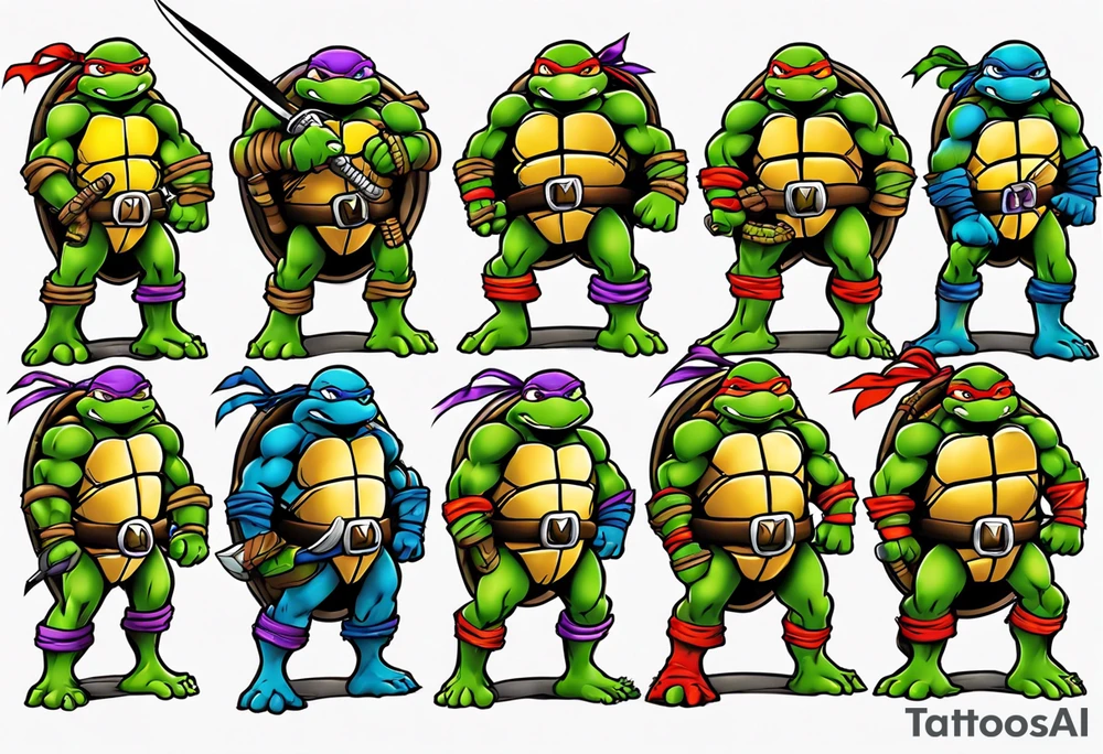 teenage mutant ninja turtles arm sleeve tattoo idea