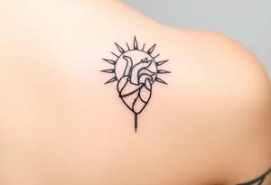 human heart chained up within the sublime sun tattoo idea